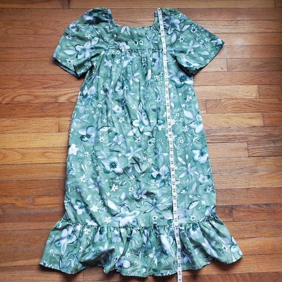 Haband Floral Green Dress with Ruffle Hem Size Small Vtg - Picture 6 of 9